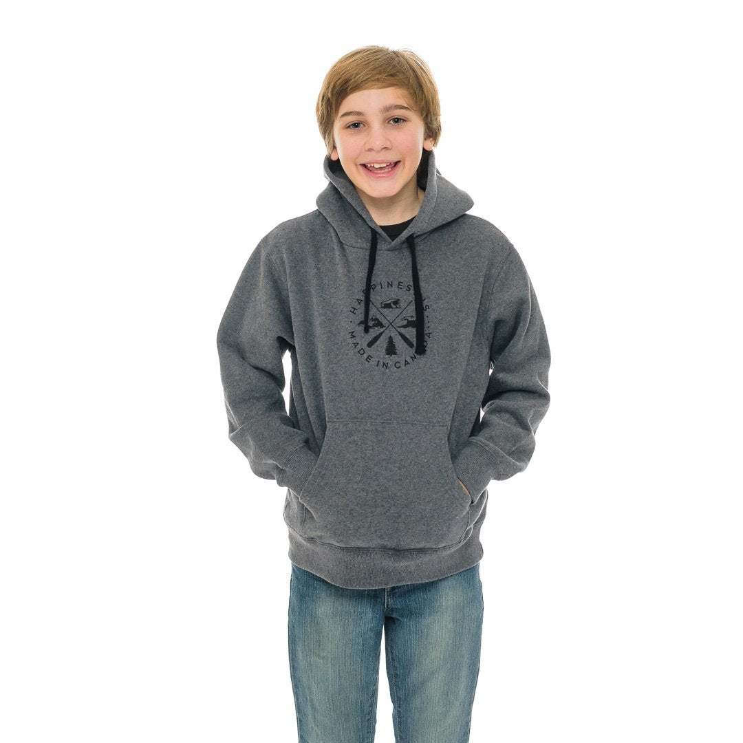 Youth Unisex Crest Hoodie Heather Grey