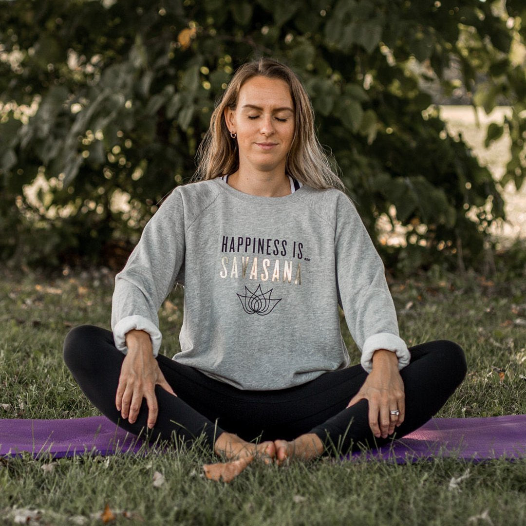 Women's Savasana Crew Sweatshirt, Heather Grey