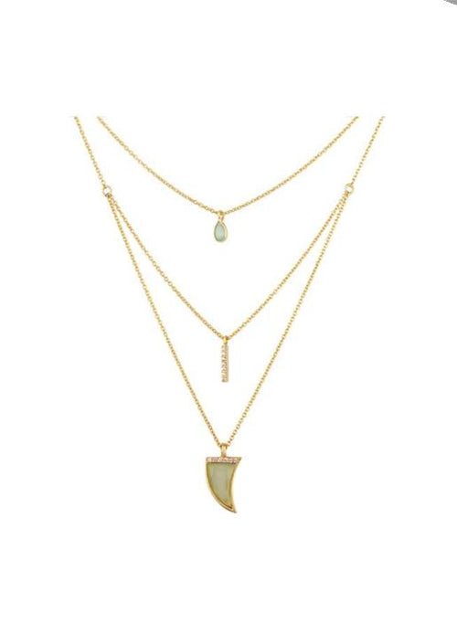 Carousel Jewels  Three Rows Chalcedony & Crystal Necklace