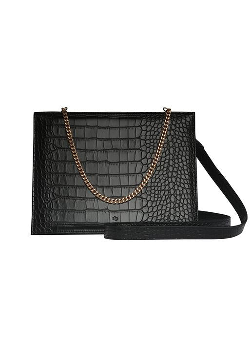 Ela Handbags  Croc Handbag with Chain and Strap