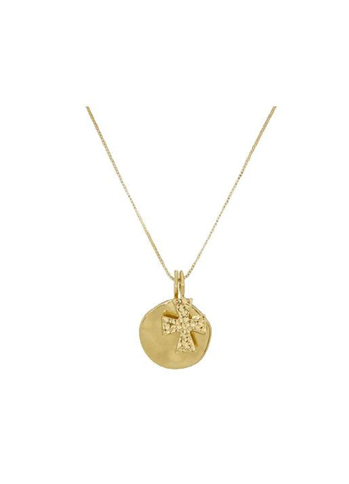 Luv Aj  The Hammered Cross & Coin Necklace