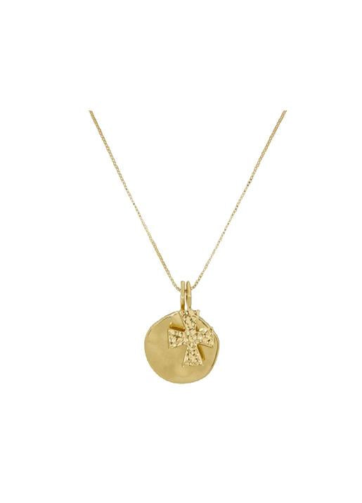 Luv Aj  The Hammered Cross & Coin Necklace