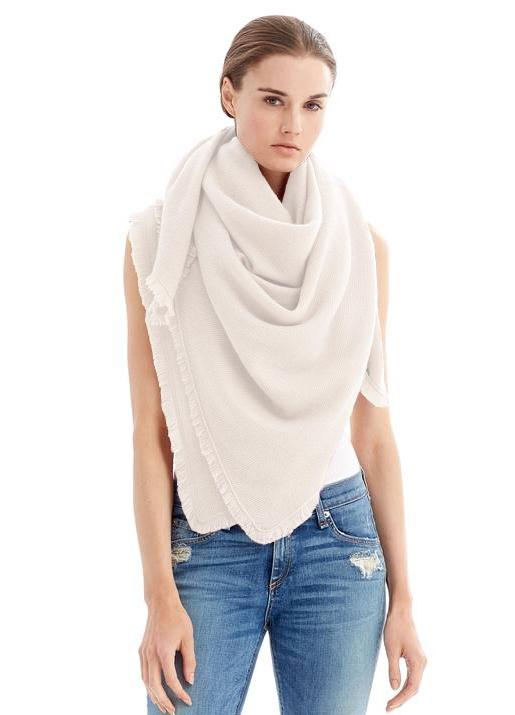 The Code Accessories  Fringe Cashmere Travel wrap - Ivory