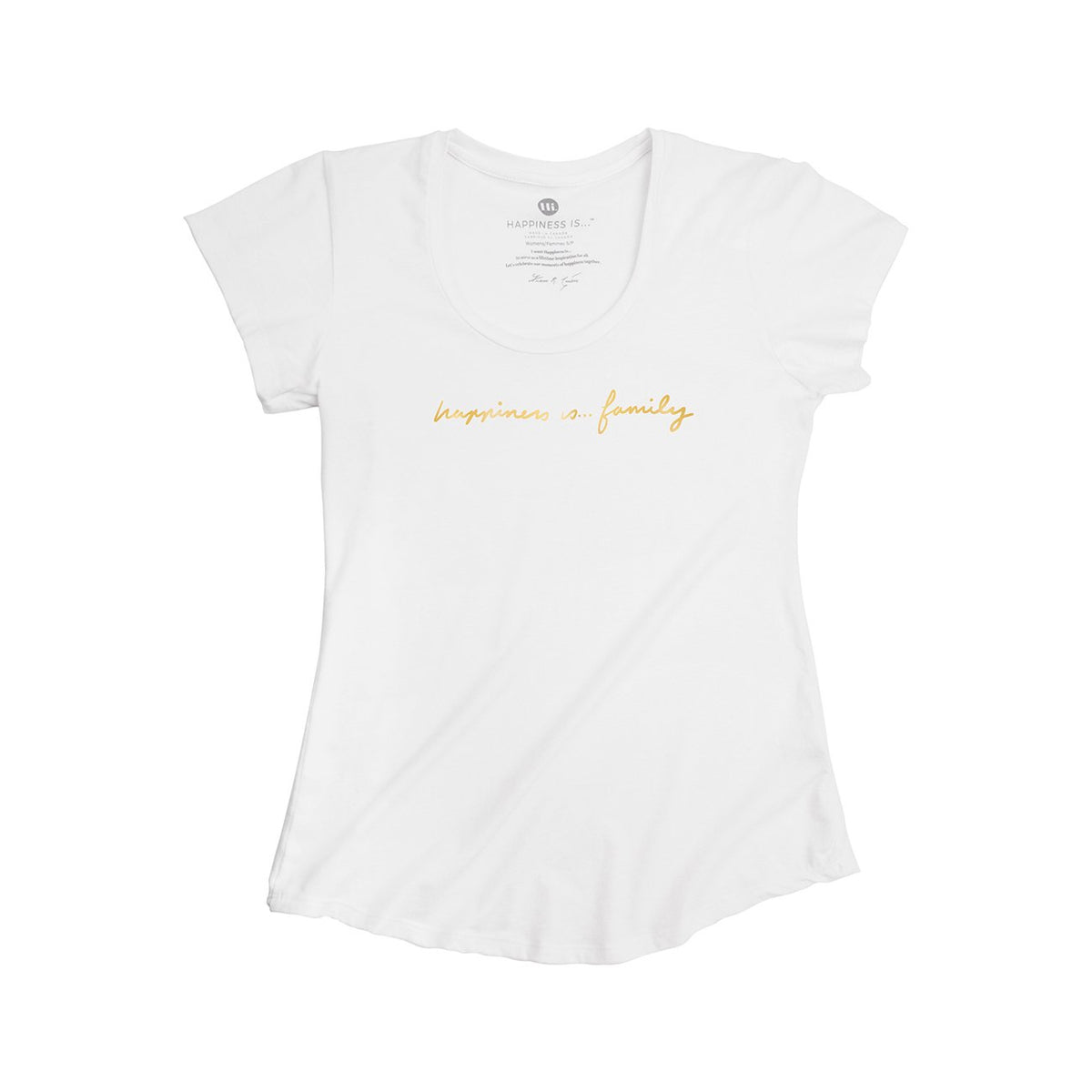 Women's Family Scoop T-Shirt, White with Gold