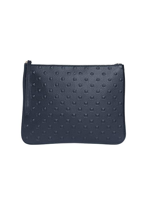 Ela Handbags  Editors Pouch Studs Navy