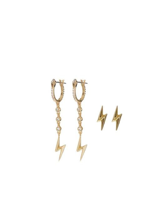Luv Aj  Bolt Huggies & Stud Set  Gold